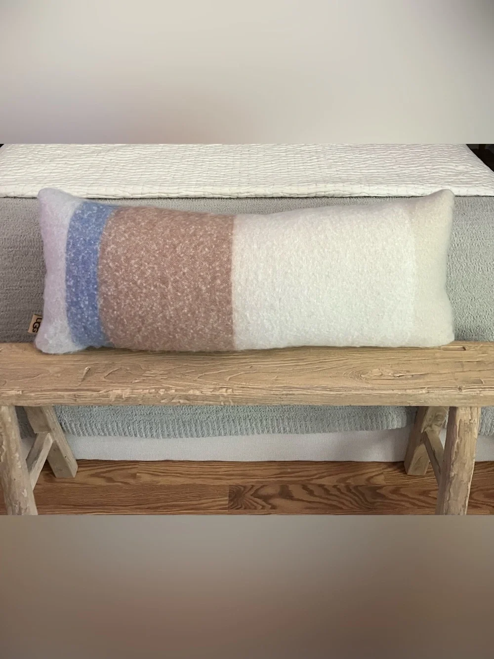 UGG Bolster Lumbar Pillow 14x36 Misty Wisteria Stripe NWOT